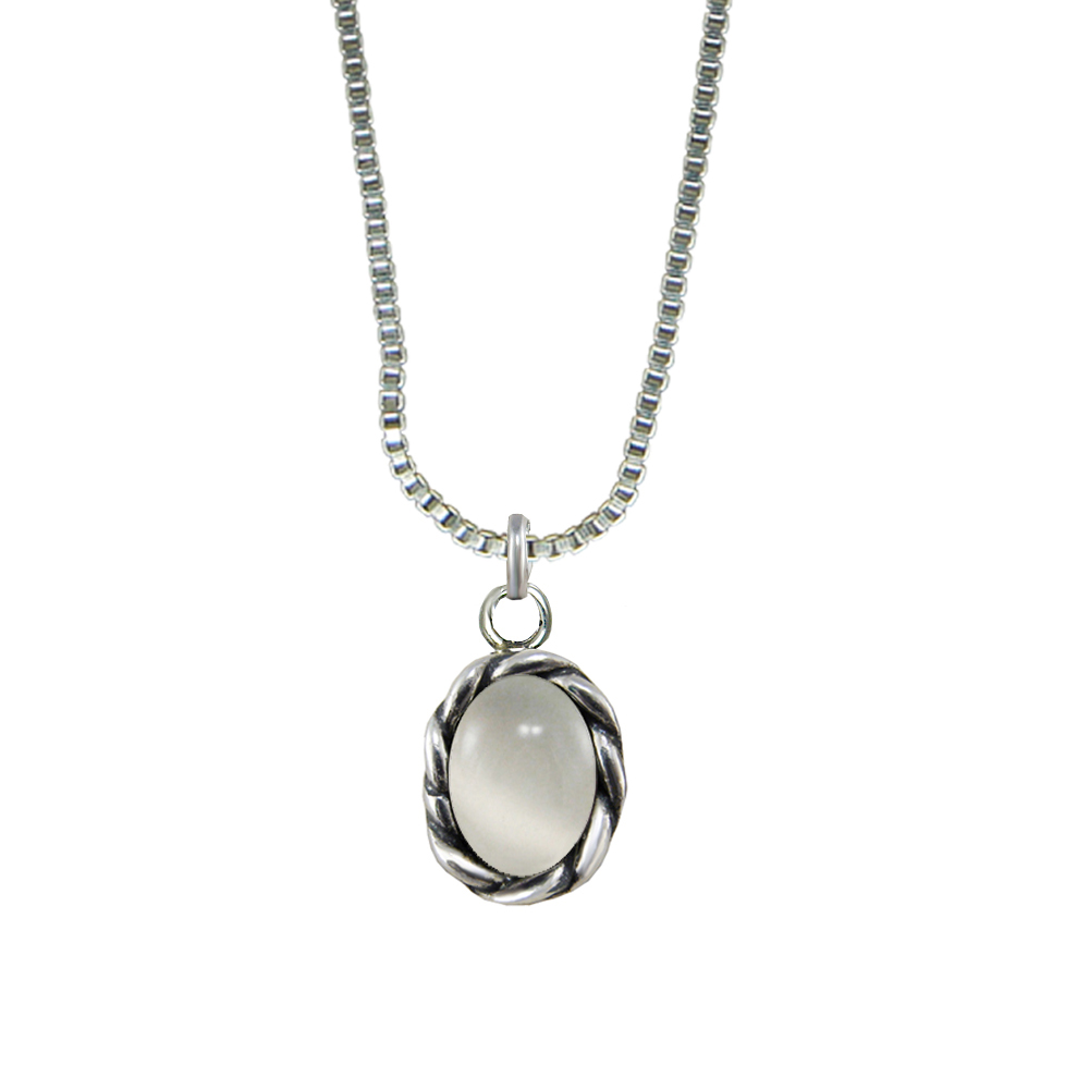 Sterling Silver Little White Moonstone Pendant Necklace